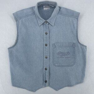 Vintage 90s Dale Earnhardt NASCAR Denim Vest M Sports Image Racing Gear Blue